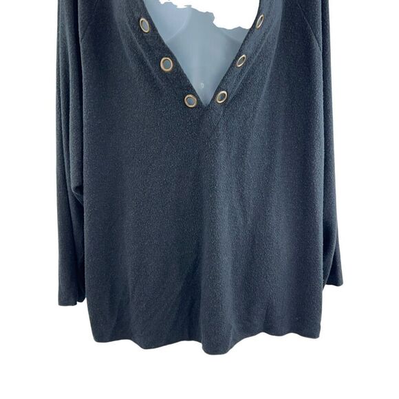 Beach Bunny Swimwear Blouse Cover Up Women's Size Large Black Rivet Long Sleeve - Picture 7 of 11